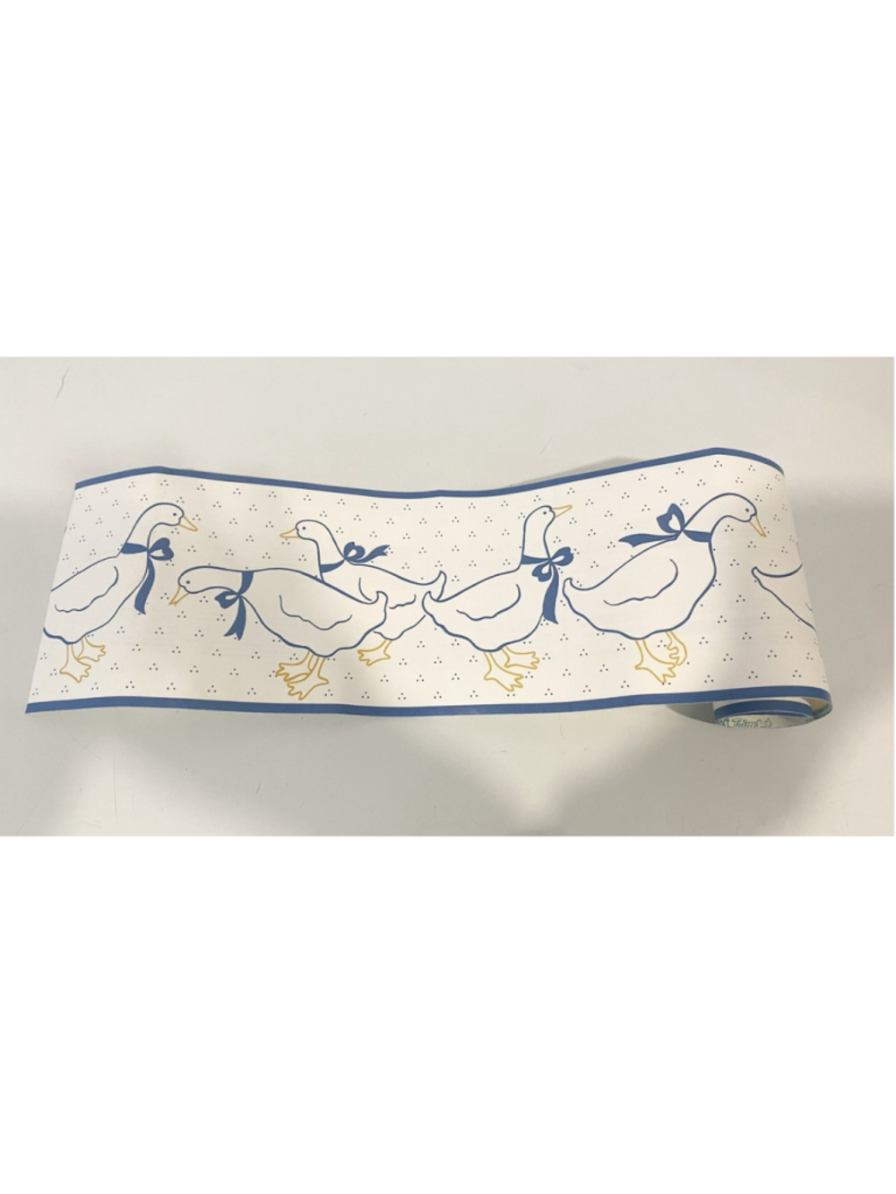 Vintage 1990 Con-Tact Trims Blue Ribbon Goose Wallpaper Border 6” x 50” Country